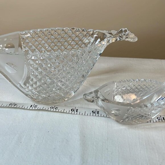 Gus Khrustanly Lead Crystal Fish Shaped Dishes Set of 2  Russian - Picture 7 of 8